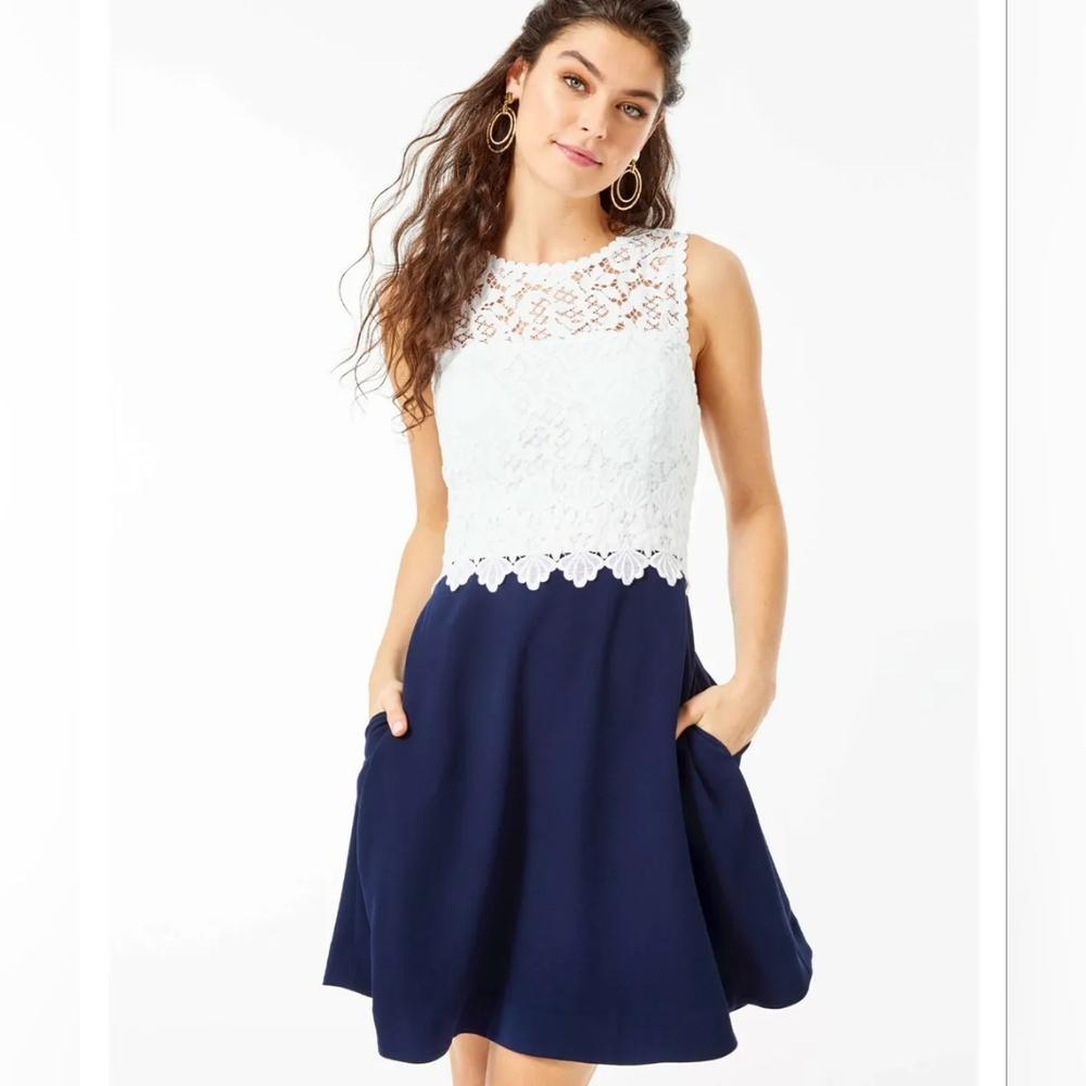 Lilly Pulitzer NWT Carolyn Dress True Navy Sleeveless Mini Dress 2 NWT - Picture 3 of 16